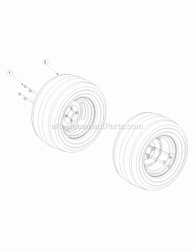 Wheel Assembly Diagram and Parts List for M48-KW 53AI8CTV750-23HP Cub Cadet Lawn Tractor